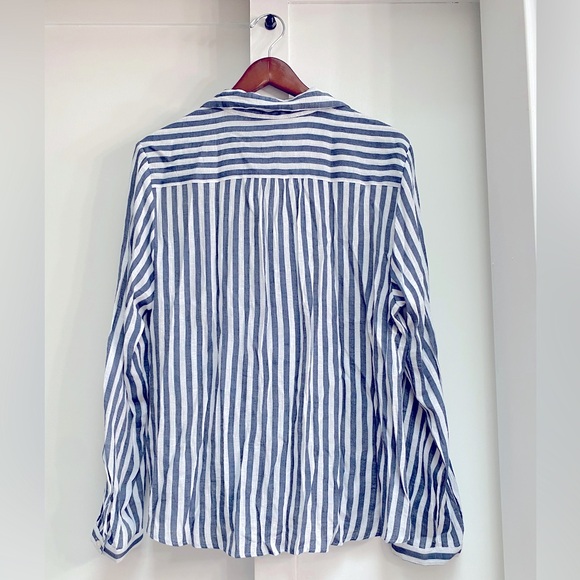 Zac & Rachel tie front linen blend striped button down shirt ๐ Size XL - Picture 4 of 4